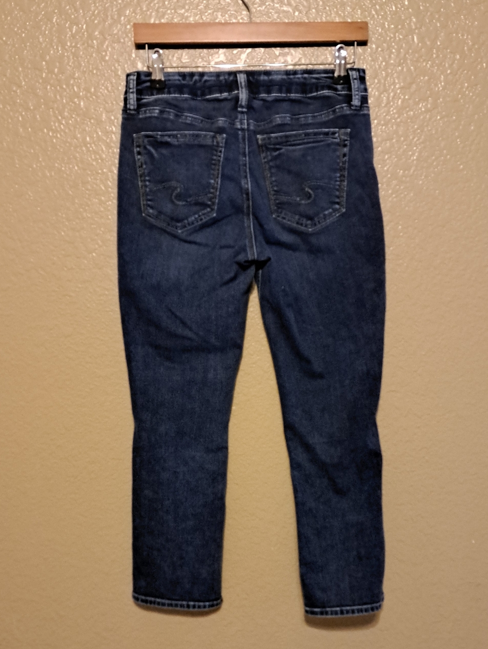 Size 29 Silver Jeans Dark Blue Skinny Stretch Capris - Picture 5 of 12